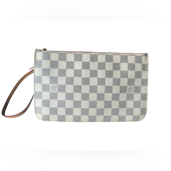 LOUIS VUITTON Damier Azur Canvas Neverfull Pochette Zippered Clutch Bag. - Picture 4 of 12